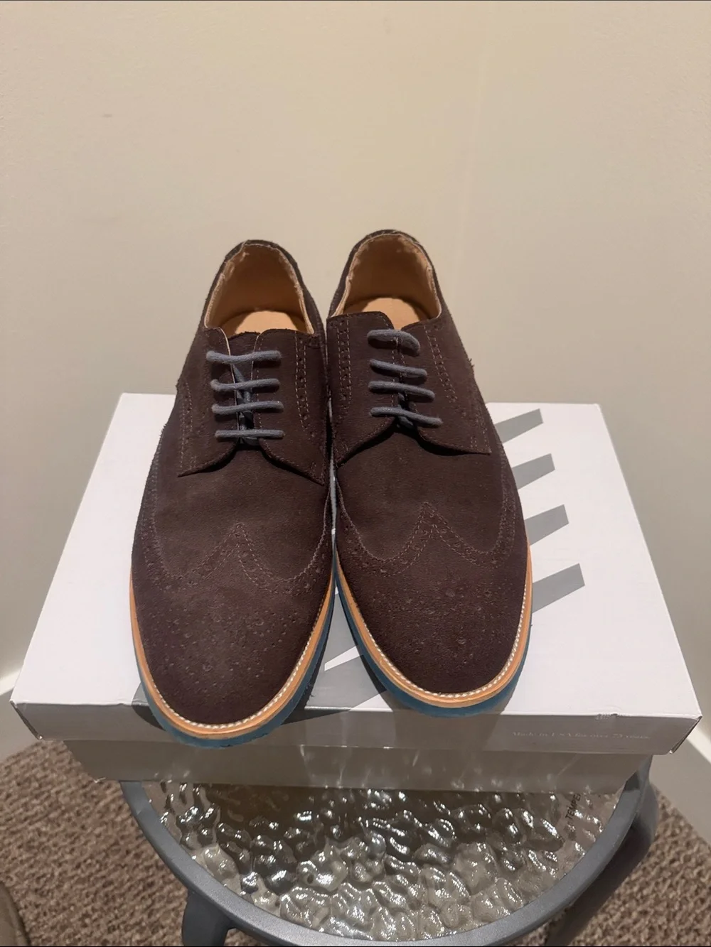 Joseph Abboud Dark Brown Suede Wingtip Oxfords